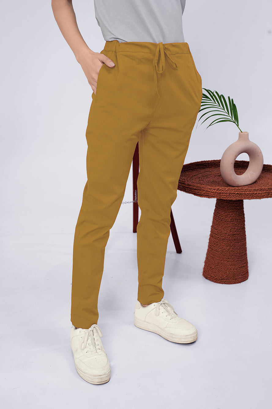 Larqi Women Comfort Low-Rise Easy Wash Cotton Chinos Trousers
