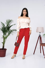 Larqi Women Comfort Regular Fit Mid-Rise Cotton Trousers