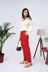 Larqi Women Comfort Regular Fit Mid-Rise Cotton Trousers