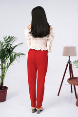 Larqi Women Comfort Regular Fit Mid-Rise Cotton Trousers