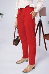 Larqi Women Comfort Regular Fit Mid-Rise Cotton Trousers