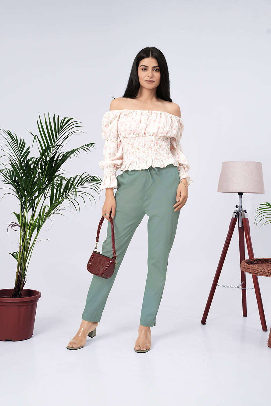Larqi Women Comfort Low-Rise Cotton Trousers