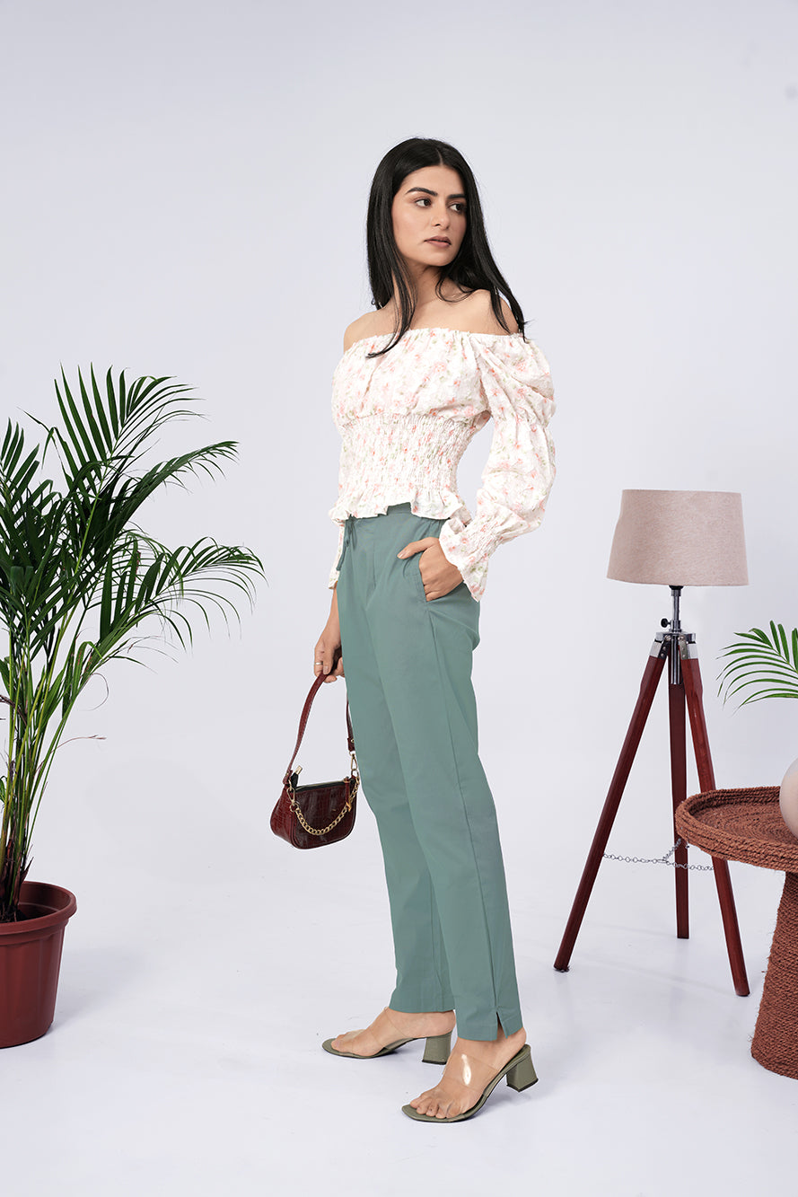 Larqi Women Comfort Low-Rise Cotton Trousers