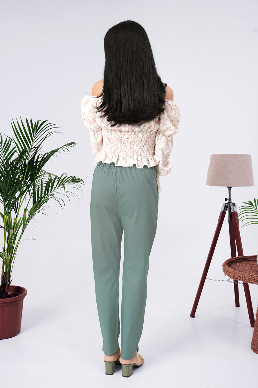 Larqi Women Comfort Low-Rise Cotton Trousers