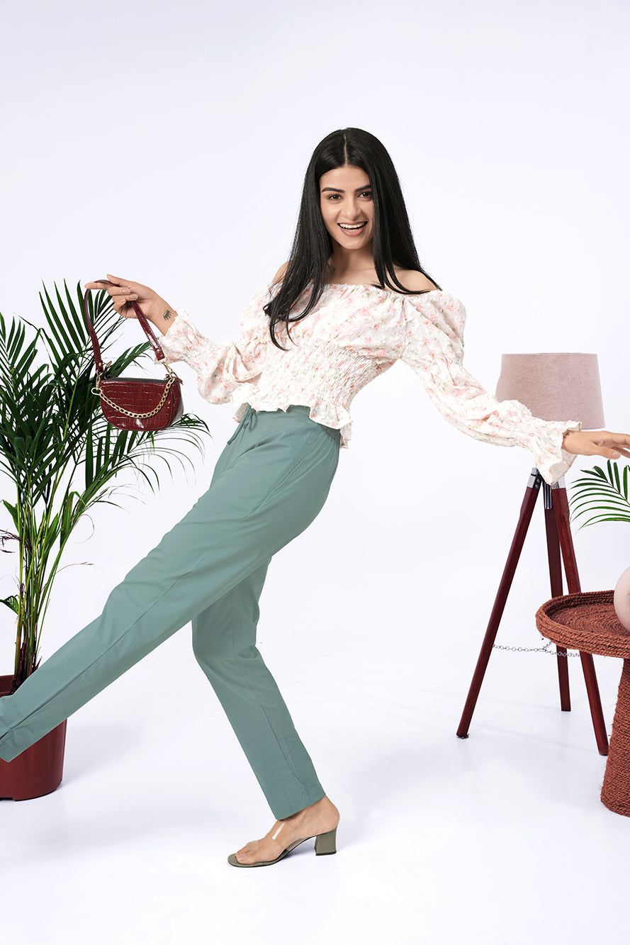 Larqi Women Comfort Low-Rise Cotton Trousers