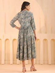 Larqi Women Viscose Rayon Floral Blue Dress