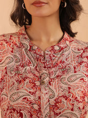 Larqi Women Viscose Rayon Floral Maroon Dress