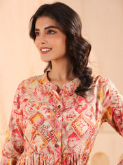 Larqi Women Viscose Rayon Floral Pink Dress