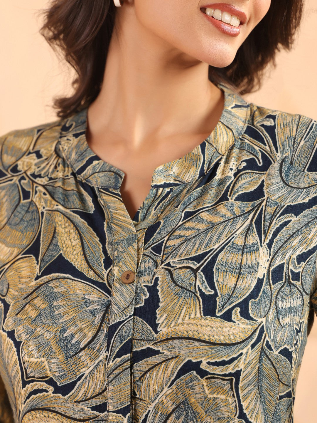Larqi Women Viscose Rayon Floral Teal Dress