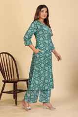 Larqi Women Pure Cotton Green Co Ords