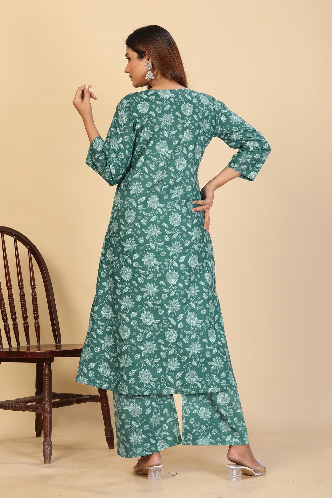 Larqi Women Pure Cotton Green Co Ords