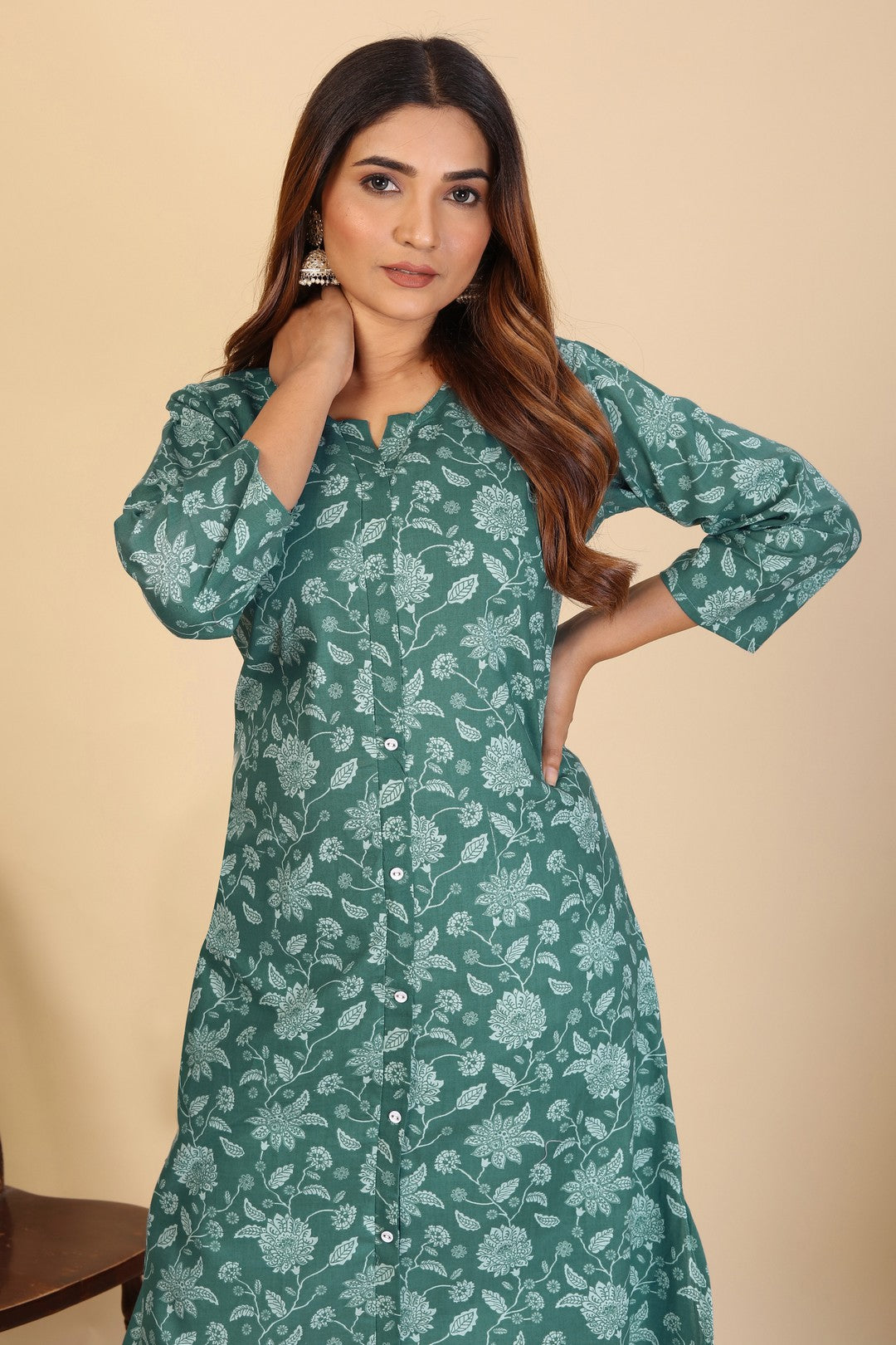 Larqi Women Pure Cotton Green Co Ords
