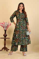 Larqi Women Pure Cotton Green Co Ords