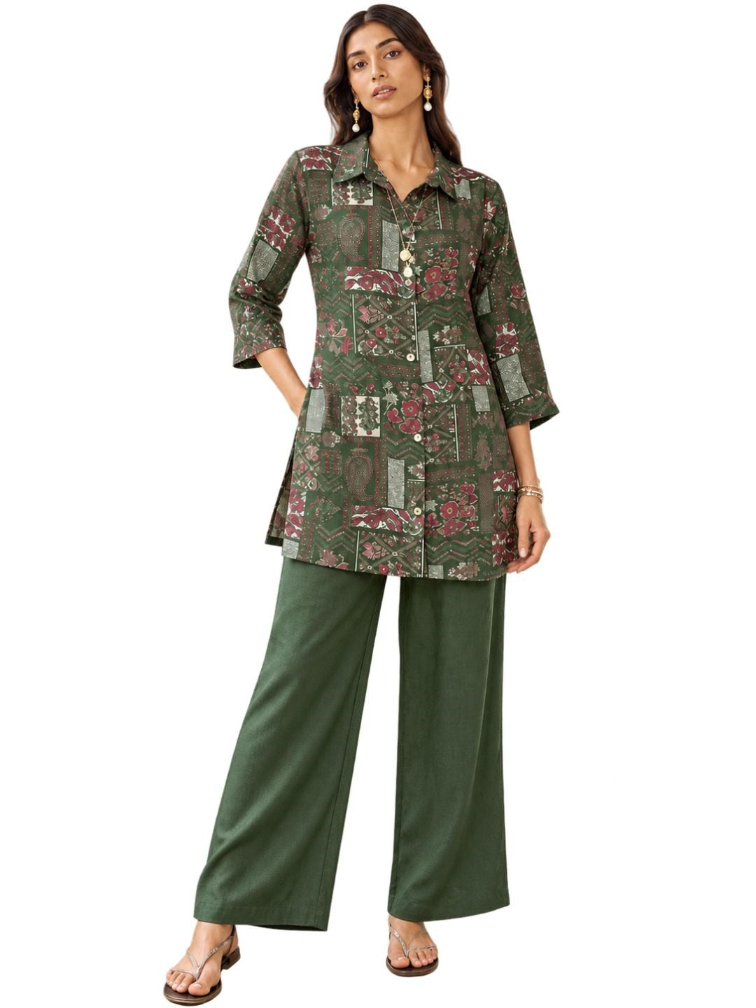 Larqi Green Printed Tunic Co-Ords - image 4