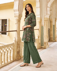 Larqi Green Printed Tunic Co-Ords