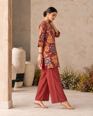 Larqi Maroon Printed Tunic Co-Ords - image 2