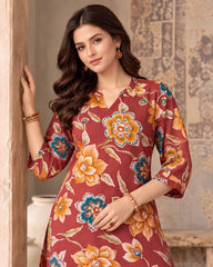 Larqi Maroon Printed Tunic Co-Ords - image 3