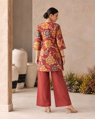 Larqi Maroon Printed Tunic Co-Ords - image 4