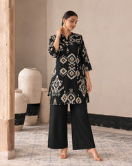 Larqi Black Printed Tunic Co-Ords