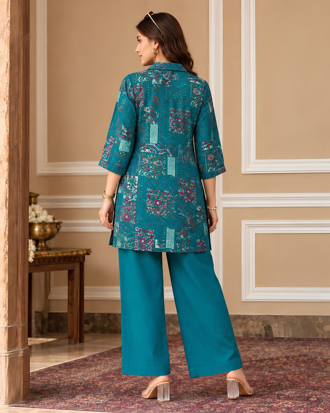 Larqi Teal Printed Tunic Co-Ords - image 4