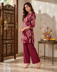 Larqi Wine Printed Tunic Co-Ords - image 2