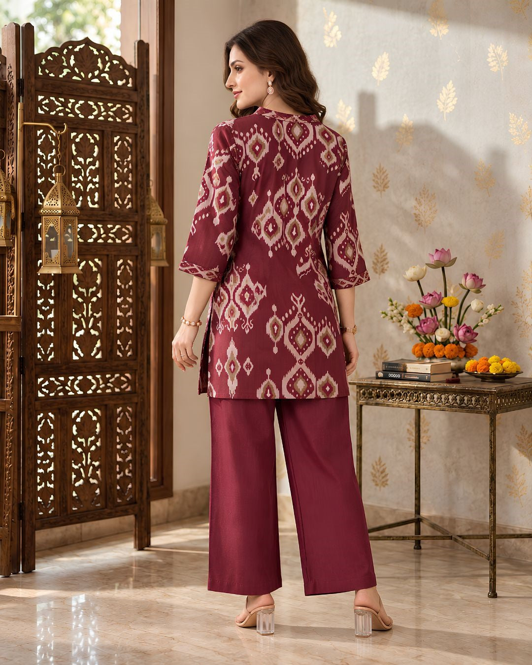 Larqi Wine Printed Tunic Co-Ords - image 3