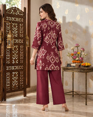 Larqi Wine Printed Tunic Co-Ords - image 3