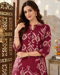 Larqi Wine Printed Tunic Co-Ords - image 4