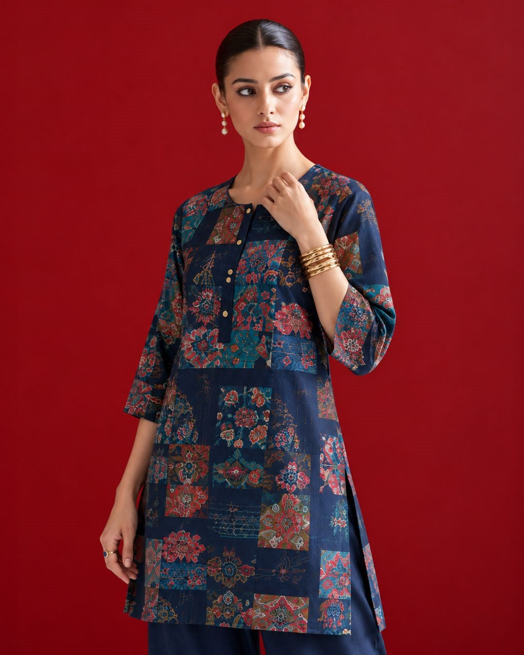 Larqi Blue Printed Tunic Co-Ords - image 3
