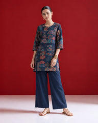 Larqi Blue Printed Tunic Co-Ords