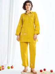 Larqi Women Silk Blend Yellow 3 Pcs Set