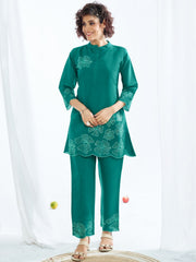 Larqi Women Silk Blend Blue 3 Pcs Set