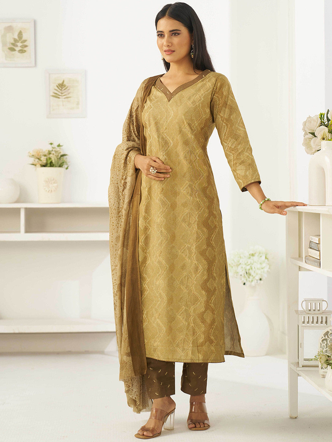 Larqi Women Pure Cotton Beige 3 Pcs Set