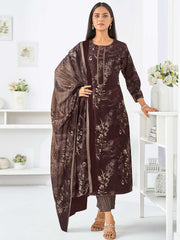Larqi Women Pure Cotton Maroon 3 Pcs Set