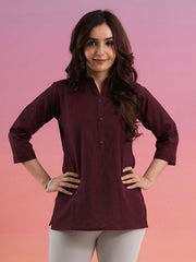 Larqi Women Pure Cotton Maroon Tunics