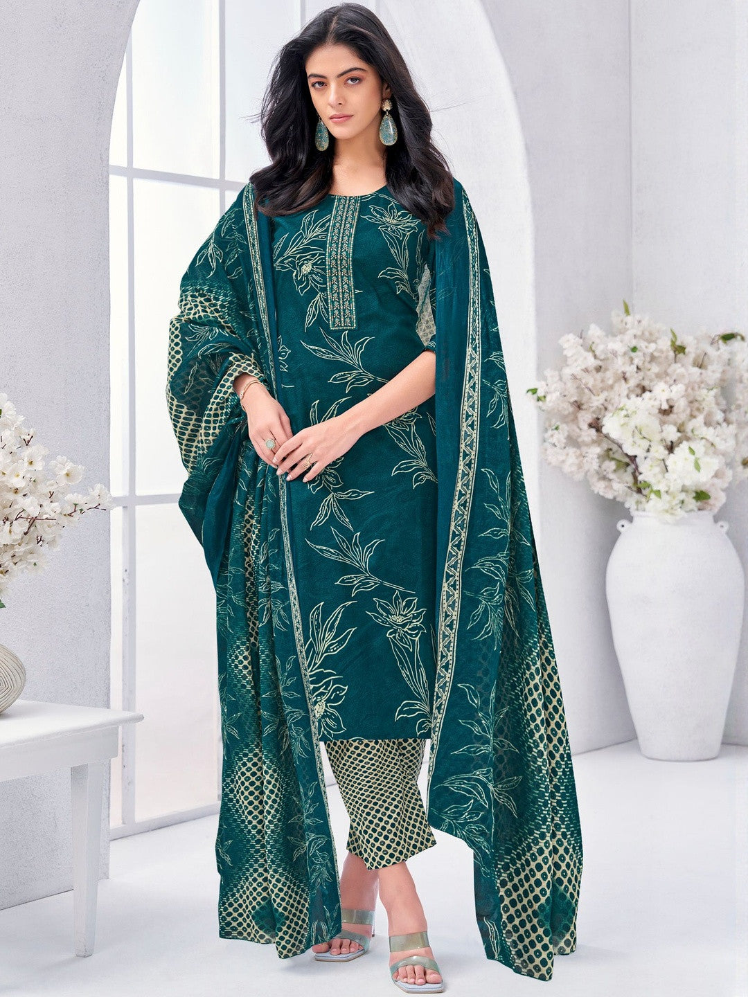 Larqi Women Pure Cotton Blue 3 Pcs Set