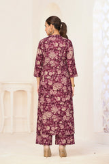 Larqi Women Pure Cotton Purple Co Ords
