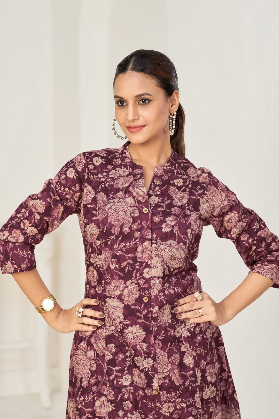 Larqi Women Pure Cotton Purple Co Ords