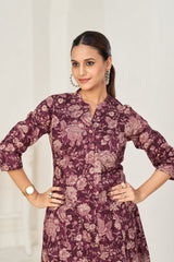 Larqi Women Pure Cotton Purple Co Ords