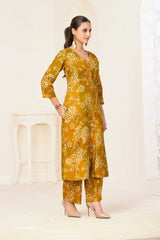 Larqi Women Pure Cotton Yellow Co Ords