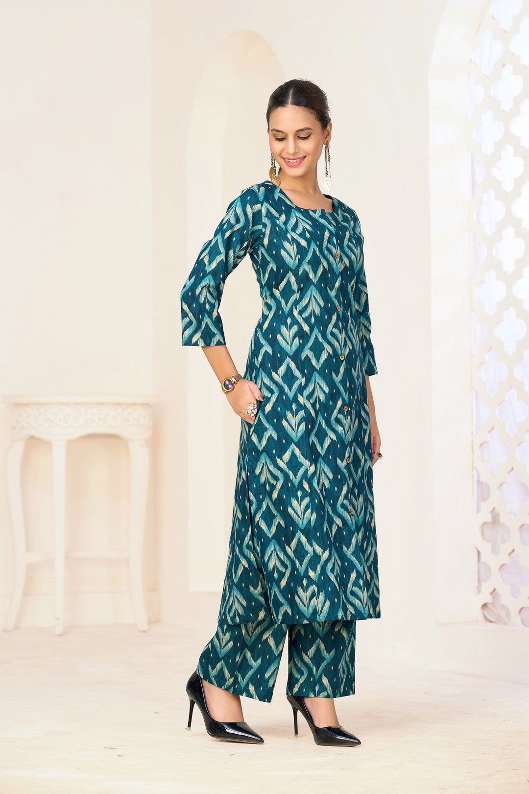 Larqi Women Pure Cotton Blue Co Ords