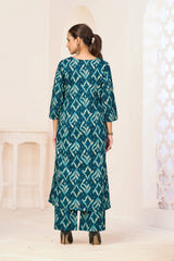 Larqi Women Pure Cotton Blue Co Ords