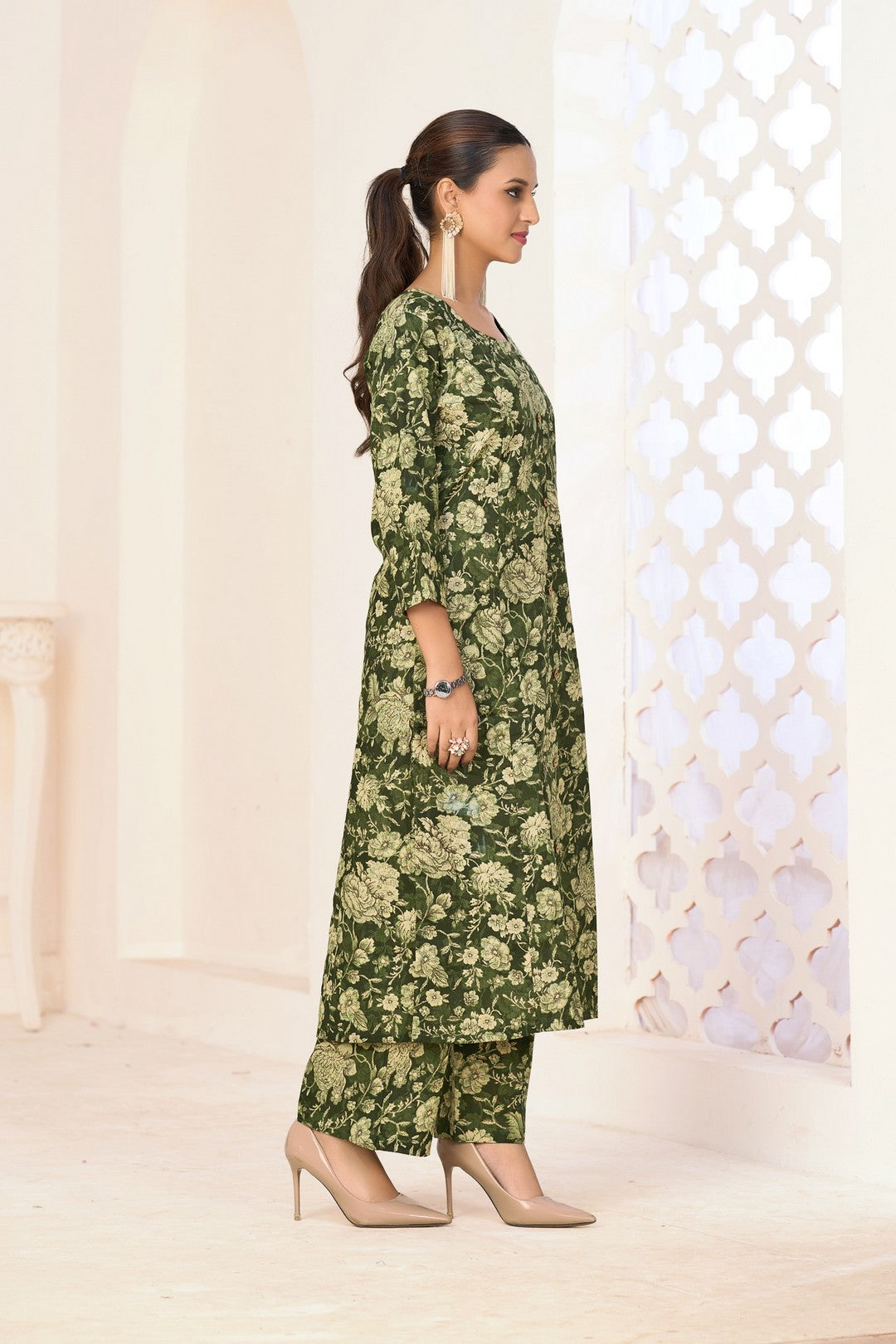 Larqi Women Pure Cotton Green Co Ords