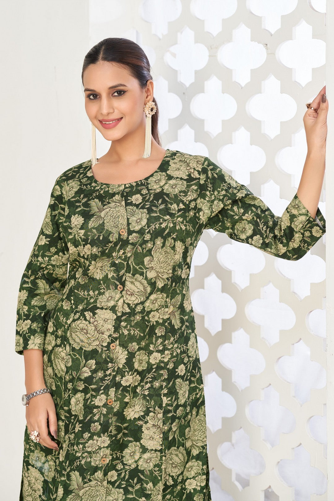 Larqi Women Pure Cotton Green Co Ords