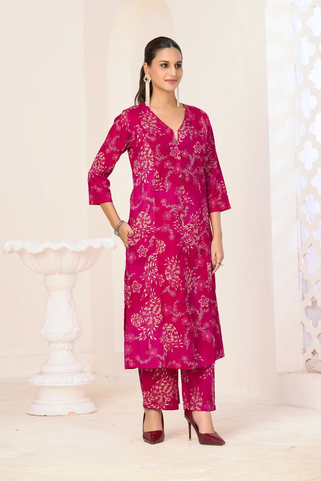 Larqi Women Pure Cotton Pink Co Ords