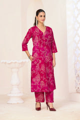 Larqi Women Pure Cotton Pink Co Ords