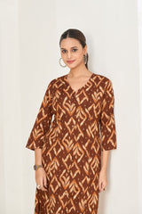 Larqi Women Pure Cotton Brown Co Ords