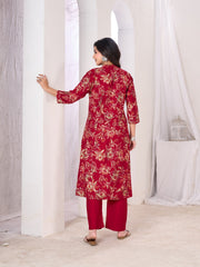 Larqi Women Silk Blend Red 3 Pcs Set