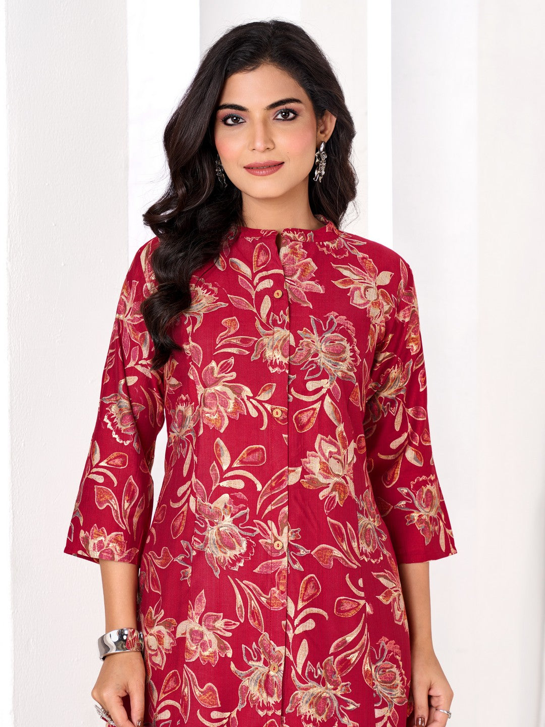 Larqi Women Silk Blend Red 3 Pcs Set