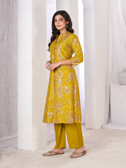 Larqi Women Silk Blend Mustard 3 Pcs Set